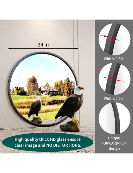 Espejo Redondo Negro Growsun 60 cm con Marco de Metal