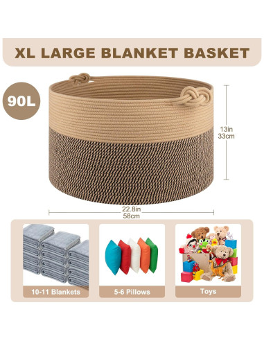 Cesta de Almacenamiento Grande OIASKET 58x58x33 cm Algodón