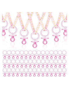 Collares de Chupete Rosa 60 Pcs - Decoración Baby Shower