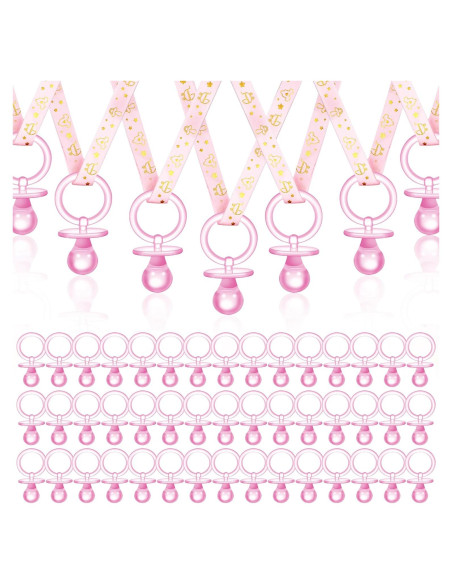 Collares de Chupete Rosa 60 Pcs - Decoración Baby Shower