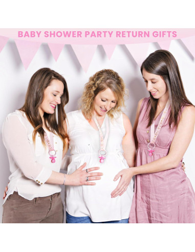 Collares de Chupete Rosa 60 Pcs - Decoración Baby Shower