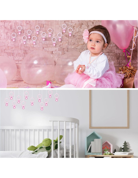 Collares de Chupete Rosa 60 Pcs - Decoración Baby Shower