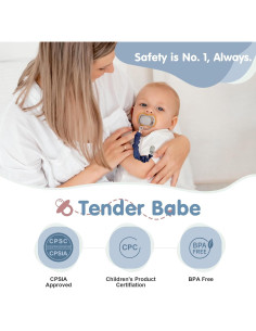Clip de Chupete TenderBabe Naranja - 6 Paquetes, Seguro y Suave 2
