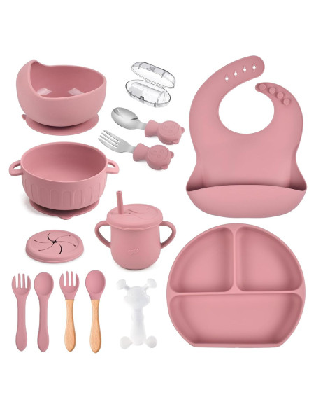 Juego de Alimentación de Silicona 15 Piezas mraisebossup Rosa