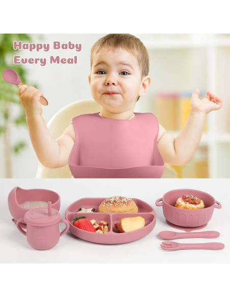 Juego de Alimentación de Silicona 15 Piezas mraisebossup Rosa