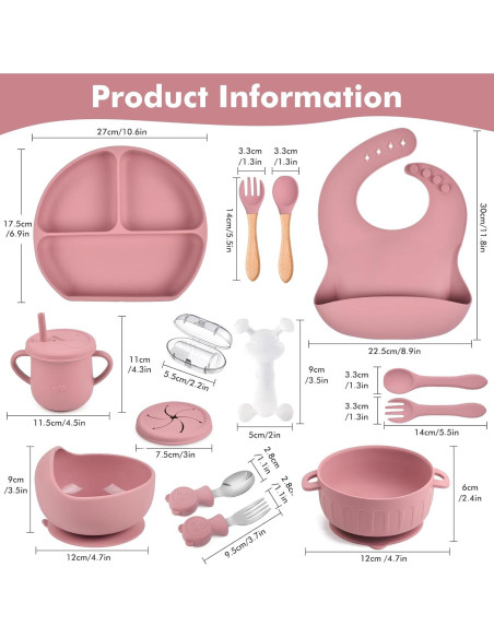 Juego de Alimentación de Silicona 15 Piezas mraisebossup Rosa