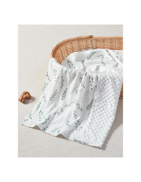 Manta de Muselina JELLYMONI Verde 76x102 cm Doble Capa Suave