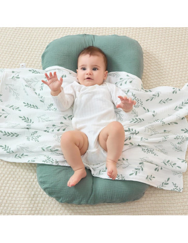 Manta de Muselina JELLYMONI Verde 76x102 cm Doble Capa Suave