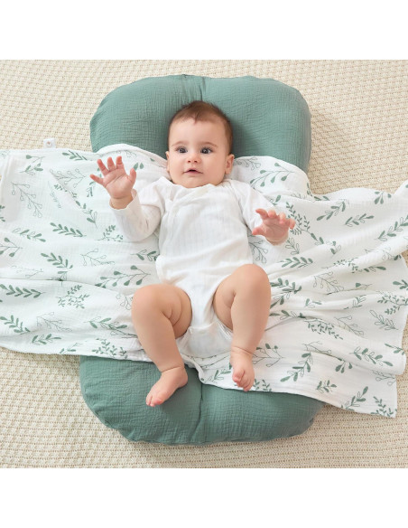 Manta de Muselina JELLYMONI Verde 76x102 cm Doble Capa Suave