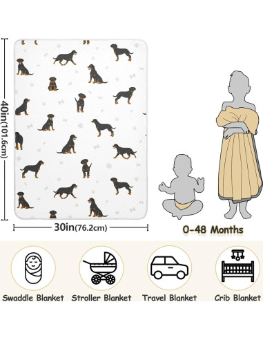 Manta de Envolver para Bebés vvfelixl Rottweiler 76x102 cm