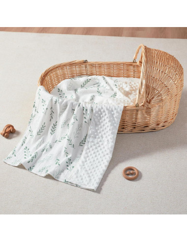 Manta de Muselina JELLYMONI Verde 76x102 cm Doble Capa Suave