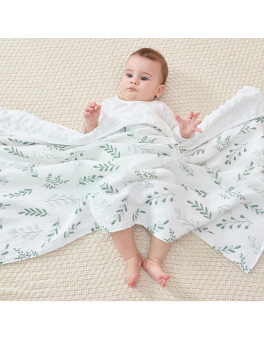 Manta de Muselina JELLYMONI Verde 76x102 cm Doble Capa Suave