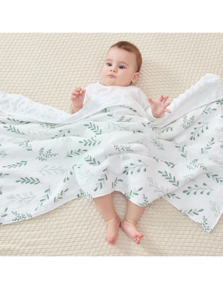 Manta de Muselina JELLYMONI Verde 76x102 cm Doble Capa Suave