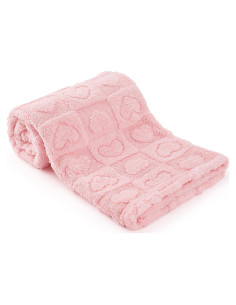 Manta de Bebé Suave de Felpa VEIDIA Corazón Rosa 76x99 cm