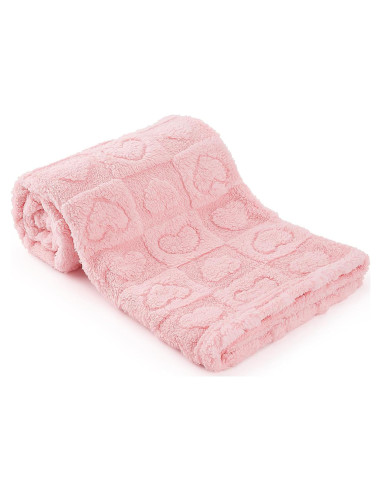 Manta de Bebé Suave de Felpa VEIDIA Corazón Rosa 76x99 cm