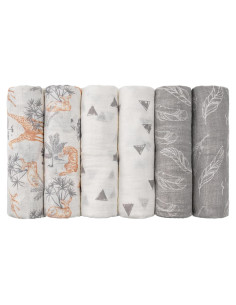 Mantas de Recepción GLLQUEN BABY 6 Piezas Selva Algodón