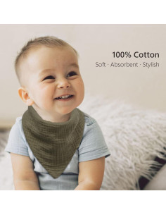 Baberos de Muselina Bearmoss 8 Pack Ajustables 100% Algodón 2