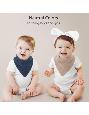 Baberos de Muselina Bearmoss 8 Pack Ajustables 100% Algodón