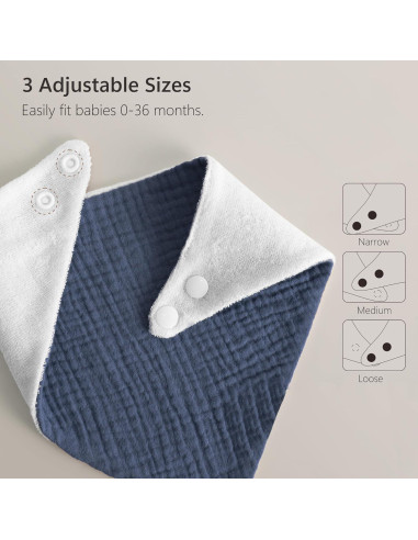 Baberos de Muselina Bearmoss 8 Pack Ajustables 100% Algodón