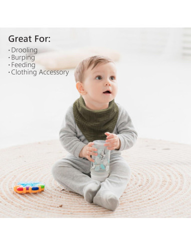 Baberos de Muselina Bearmoss 8 Pack Ajustables 100% Algodón