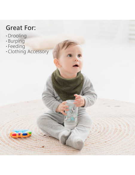 Baberos de Muselina Bearmoss 8 Pack Ajustables 100% Algodón