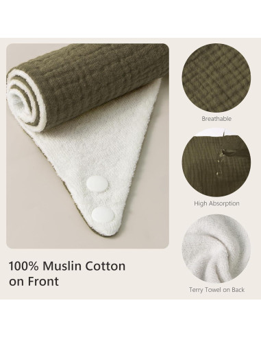 Baberos de Muselina Bearmoss 8 Pack Ajustables 100% Algodón
