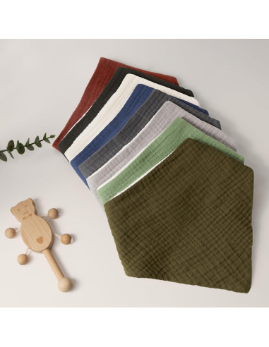 Baberos de Muselina Bearmoss 8 Pack Ajustables 100% Algodón