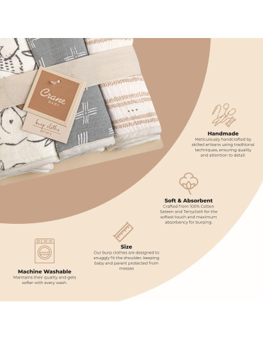 Pañales de Muselina Crane Baby - Animales del Bosque, 50x20 cm