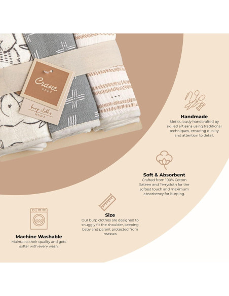 Pañales de Muselina Crane Baby - Animales del Bosque, 50x20 cm