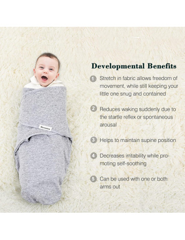 Manta de Envolver para Bebés Benoxine Algodón Orgánico 0-3M Negra