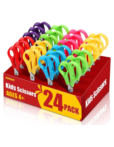 Tijeras de Punta Roma para Niños BURVAGY - Paquete de 24