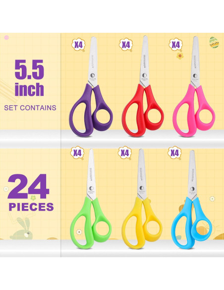Tijeras de Punta Roma para Niños BURVAGY - Paquete de 24