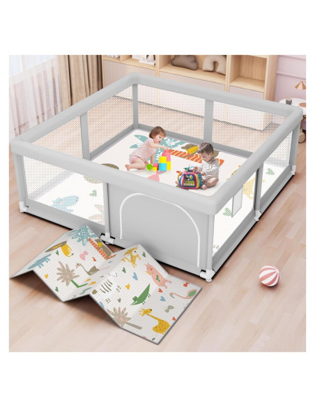 Parque Infantil Besuhot 127x127 cm con Alfombra y Puerta