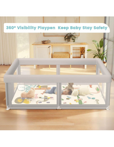 Parque Infantil Besuhot 127x127 cm con Alfombra y Puerta