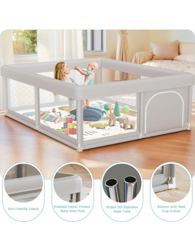 Parque Infantil Besuhot 127x127 cm con Alfombra y Puerta