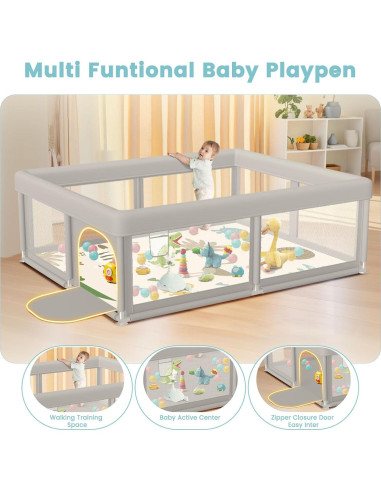 Parque Infantil Besuhot 127x127 cm con Alfombra y Puerta