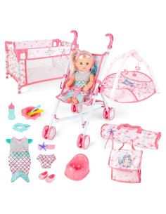 Carrito de Muñecas Plegable deAO con Accesorios y Alfombra