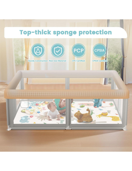 Parque Infantil Besuhot 127x127 cm con Alfombra y Puerta