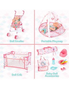 Carrito de Muñecas Plegable deAO con Accesorios y Alfombra 2