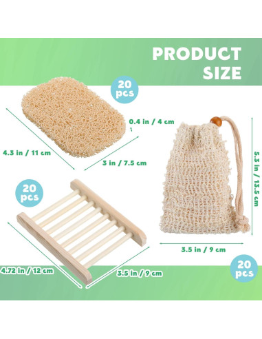 Juego de 90 Piezas Ahorra Jabón Irenare con Soporte de Madera