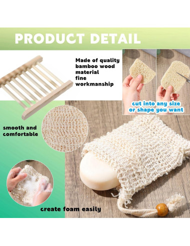 Juego de 90 Piezas Ahorra Jabón Irenare con Soporte de Madera