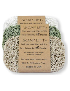 Juego de 3 Soportes para Jabón Soap Lift - Salvia, Blanco, Hueso