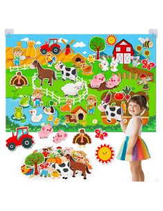Juego de Tablero de Fieltro Peacurh 38 Piezas Granja 109x71cm