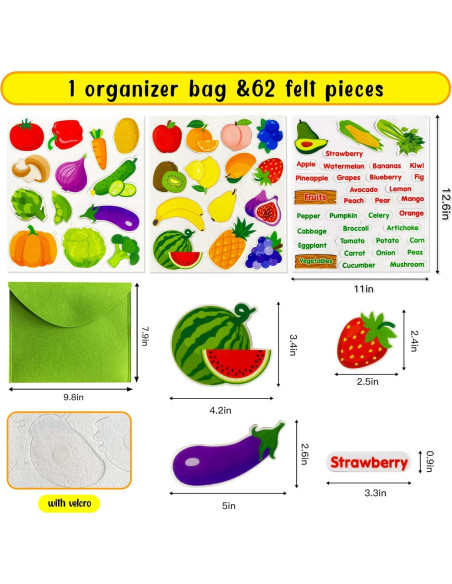 Juego de Aprendizaje de Frutas y Verduras PENGFULL 62 Piezas