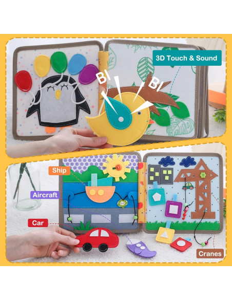 Libro Ocupado Montessori Kizadee para Niños 1-3 Años - Actividades Silenciosas Libro Ocupado Montessori Kizadee para Niños 1-3 Años - Actividades Silenciosas