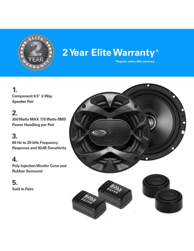 Altavoces de coche BOSS BCK65 - 2 vías 350W, 16.51 cm