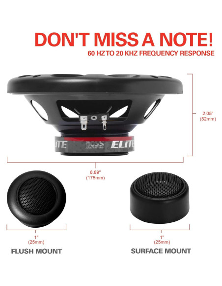 Altavoces de coche BOSS BCK65 - 2 vías 350W, 16.51 cm