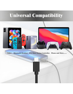 Cable de carga USB-C TCKN 2m para Sony WH-1000XM4/XM3 2