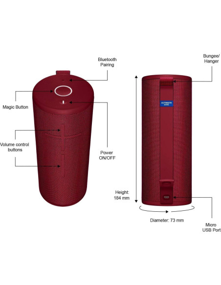 Altavoz Bluetooth Ultimate Ears BOOM 3 Impermeable Rojo