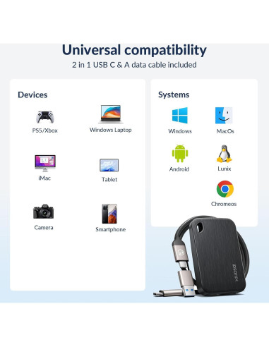 iDsonix SSD Externo 1TB Portátil USB 3.2 Gen 2x2 Rápido